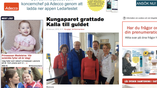 Faksimil ur Svensk Damtidnings nätupplaga 27 februari 2015.  