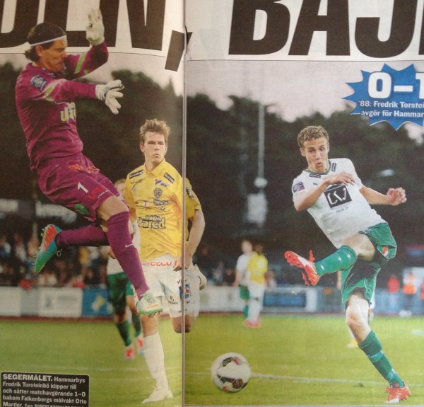 Otto Martler försöker kanske blockera en lobb. Utmärkt foto: Robert Boman/Bildbyrån